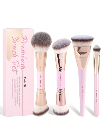 MAANGE 4Pcs Professional Face Makeup Brush Set With Paper Box,Triangle Concealer Brush, Foundation Brush,Double-Ended Powder Brush Blush Brush Contour Brush Eyeshadow Brush,Makeup Tools With Soft Fiber For Easy Carrying,Brush For Travel,Gift For Women&Girls,Foundation Brush,Concealer Brush,Blush Brush,Contour Brush,Blush Brush,Bronzer Brush,Powder Brush,Foundation Brush,Blush Brush,Giveaways