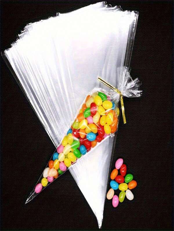10/50/100/200 pièces, Sacs OPP pour mariage, anniversaire et fête, Sacs transparents triangulaires pour bonbons et aliments, Pour les bonbons, le pop-corn, les biscuits, l'artisanat, Parfait pour les mariages, les anniversaires, les fournitures pour la Saint-Valentin