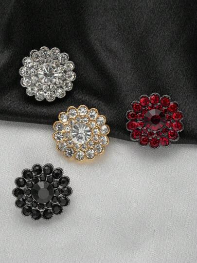 6 件什锦向日葵水钻纽扣 - 水晶 AB 和珍珠玻璃钻石带金属底座适用于 DIY 工艺品、缝纫、服装、包包和鞋子装饰