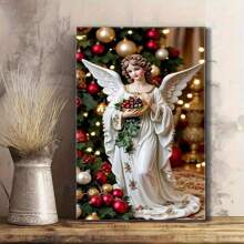 Christmas Angel Canvas Printing, Suitable For Bedroom, Kitchen, Bathroom, Living Room, Office Art Decoration-1 Pc Wooden Framed Canvas Painting Thickness Cm/0.9inch High Quality Wall Art Prints Poster Direct Hanging Wall Picture Decor For Home Gifts, Christmas Gift, Living Room, Bath Room, Bedroom, Kitchen