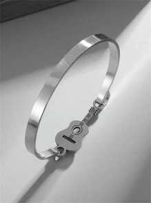 SeuSuk High Quality Stainless Steel Guitar Charm Bracelet, Personalized Punk Hip Hop Rock Rap Party Jewelry Gift For Men & Women