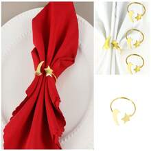 1/4/6 Stücke Valentinstag Serviettenringe, beinhaltet Stern- und Mond-förmige Serviettenringe, Serviettenhalter, Künstliche Rose Serviettenringe, westliches Restaurant & Hotel Tischdecken Dekoration Serviettenringe