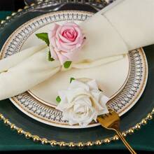 1/4/6 Stücke Valentinstag Serviettenringe, beinhaltet Stern- und Mond-förmige Serviettenringe, Serviettenhalter, Künstliche Rose Serviettenringe, westliches Restaurant & Hotel Tischdecken Dekoration Serviettenringe