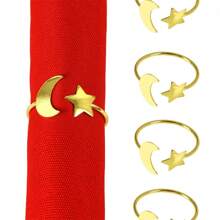 1/4/6 Stücke Valentinstag Serviettenringe, beinhaltet Stern- und Mond-förmige Serviettenringe, Serviettenhalter, Künstliche Rose Serviettenringe, westliches Restaurant & Hotel Tischdecken Dekoration Serviettenringe