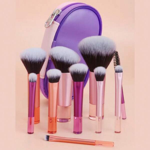10pcs Mini Makeup Brushes Set, Multi-Color Portable Travel Size Makeup Tools