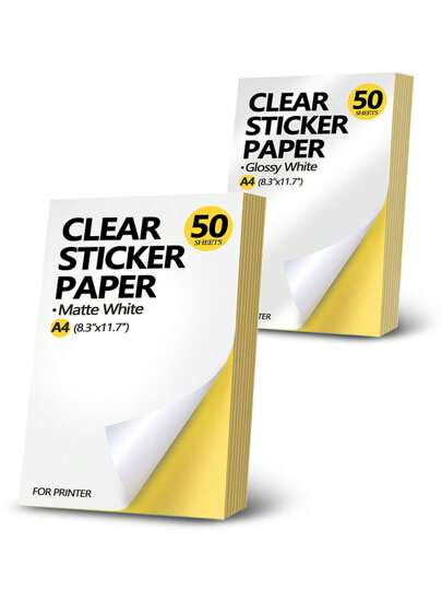 50 hojas A4 A5 de etiquetas adhesivas autoadhesivas - perfectas para impresoras de inyección de tinta - ¡elige entre mate o brillante! Compatible con impresora de inyección de tinta y láser, alimentación rápida y suave, adhesivo de alta resistencia para oficina, escuela, uso doméstico, etiquetas adhesivas