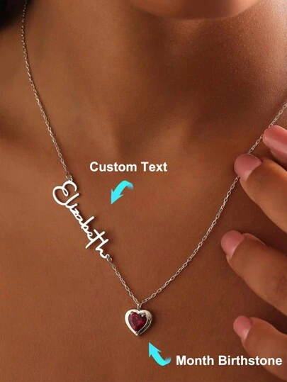 Customized Birthstone Name Necklace, Personalized Birthstone Name Necklace, Stainless Steel Customized Jewelry, Women's Jewelry, Perfect Gift For Birthday, Wedding, Anniversary, New Year, Christmas