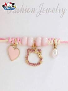 Sanrio Colgante con Charm de Hello Kitty de Sanrio para hacer joyas, aretes, pulseras, colgantes, collares, marcadores de puntada, manualidades, adornos de gato brillante con strass para manualidades DIY (Variados)