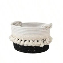 1 件吉祥结流苏手工编织绳收纳篮、洗衣篮、儿童玩具和桌面收纳盒 - 24*17cm - 查看 6