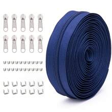 1 Set = 4.5M Zipper + 10 Zipper Pulls + 20 Top Stops + 10 Bottom Stops, #5 Nylon Zippers, 85 Color Options, Suitable For Garments, Bags, Home Textiles, Bedding