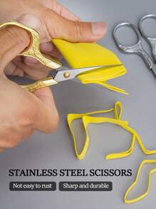 Vintage Plum Blossom Pattern Scissor For Home Use, Stainless Steel Window, Embroidery, Paper, Thread, Handicraft, Etc. - Gold - View 8