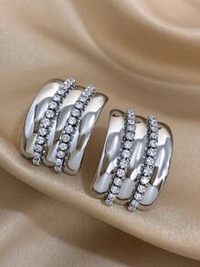 1 对优雅水钻耳钉女士不锈钢耳钉派对日常防过敏珠宝礼物