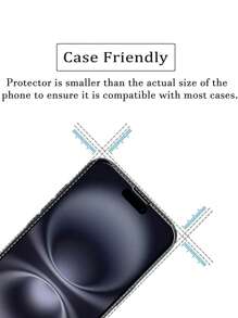 2片装高清钢化玻璃屏幕保护膜,兼容 17/16 Pro Max/16e/16/16 Plus/16 Pro/16 Pro Max/15/14/13/12/11 Pro Max/12/13 Mini,也兼容 X/XS Max/XR/7/8/6/6S Plus/SE - 無色 - 查看 7