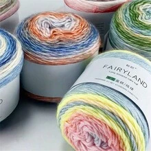 1pc 100g Soft Multicolor Gradient Yarn, Handmade Crocheting Cake Yarn For Hats, Scarves, Sweaters - 60% Acrylic, 30% Polyacrylic, 10% Blended Fibers - Vibrant Multicolored Tones - Multicolor - View 5