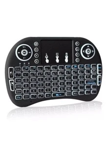 Mini Teclado Inalámbrico Touchpad Iluminado  Iluminado Smart Teclado Alfanumérico Batería de Litio Recargable - Negro - Ver 4