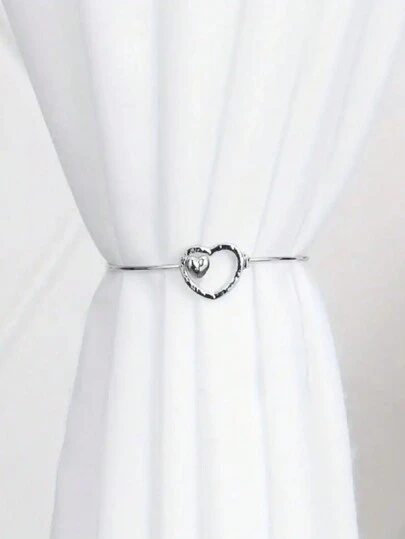 1/2/3pcs Elegant Heart-Shaped Metal Curtain Tiebacks, Classic Home Decor Accessories, Decorative All-Match Drapery Tiebacks For Window Treatment, Elegant Home Room Decor Accessories