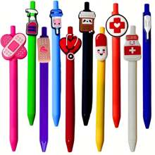 5pcs, Or 2/1pc, [Random Style] Nurse-Themed Ballpoint Pen - Retractable Click Gel Pen, Ballpoint Pen For Nursing, Medical Assistant, Emergency Room And Intensive Care Unit - Essential Work Accessory And Gratitude Gift For Adults Back To School