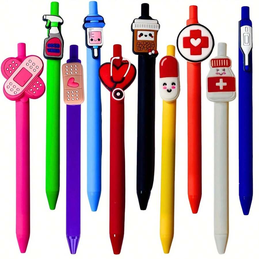 5pcs, Or 2/1pc, [Random Style] Nurse-Themed Ballpoint Pen - Retractable Click Gel Pen, Ballpoint Pen For Nursing, Medical Assistant, Emergency Room And Intensive Care Unit - Essential Work Accessory And Gratitude Gift For Adults Back To School