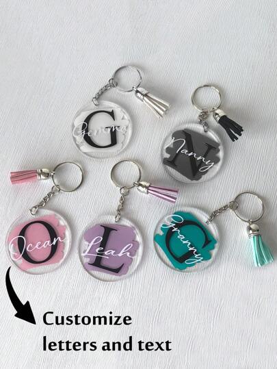 Tassel Keychain | Initial Letter | Gift | For Teachers, Friends, Family, Weddings, Parties, Personalized Acrylic Material, Perfect Valentine's Gift, Multifunctional, Decorative, Reusable, Exquisite, Fashionable, High Quality, Colorful, Modern, Customized, Ideal Gift For Her