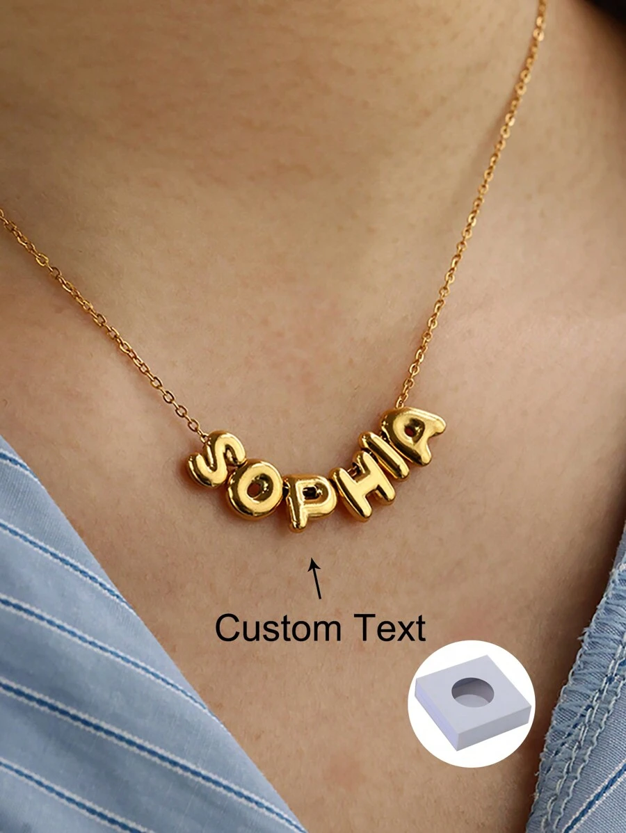 Custom Initial Letters Name Necklaces For Women Men Stainless Steel Customized Necklace Pendant Personalized Neck Chain Jewelry Gift - Gold - View 1