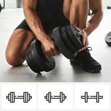 SONGMICS Set di Manubri 20 kg, 30kg o 40kg, Ricoperti con Plastica PE, Pesi per Fitness Palestra - nero - Visualizzare 3