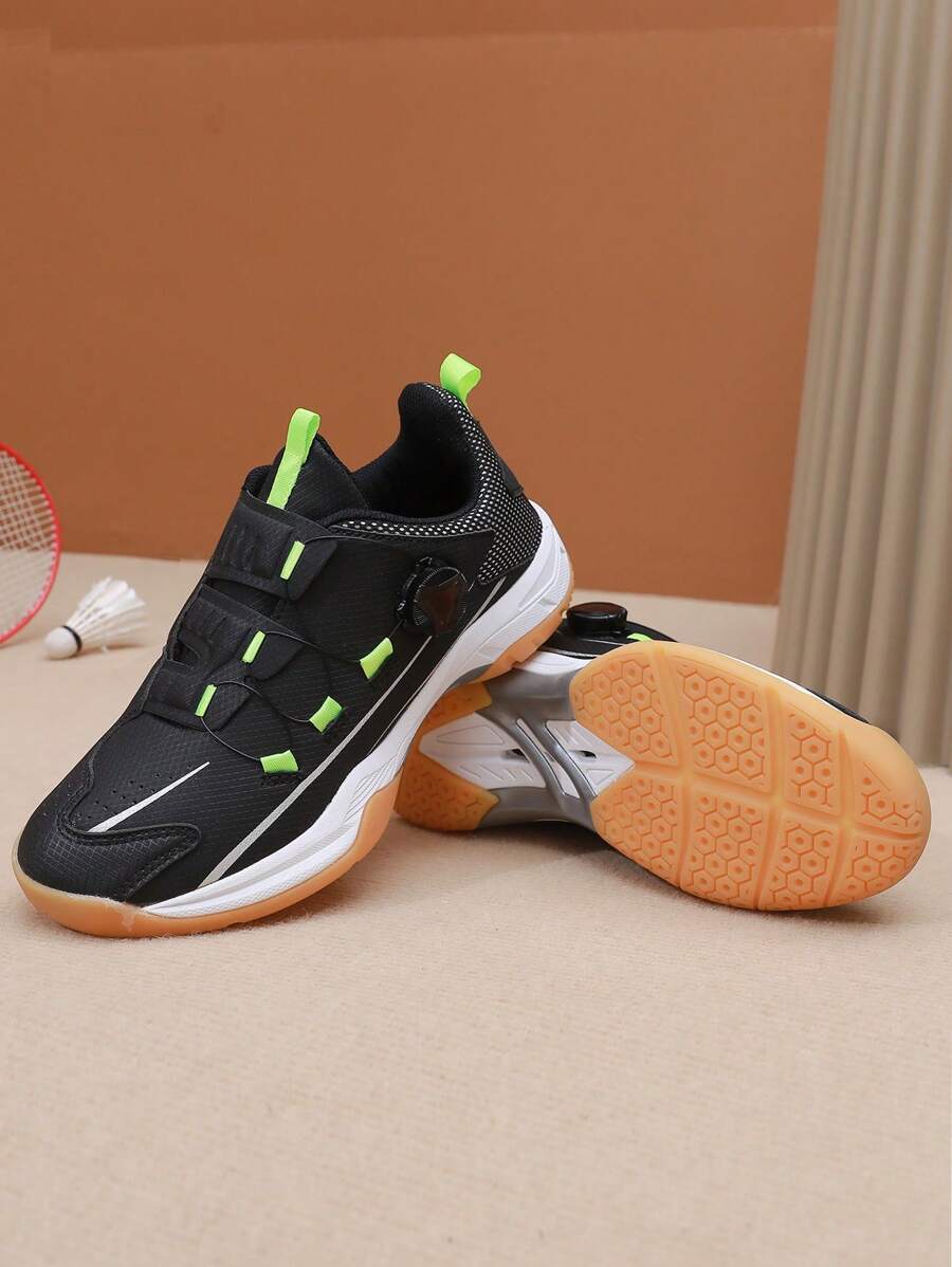 TACHUAN Swivel Buckle Badminton Shoes For Men, New Mesh Breathable Professional Non-Slip Badminton Sneakers - Black and White - View 1