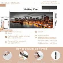 1 幅大型帆布画，描绘纽约市曼哈顿天际线景观、布鲁克林大桥日落场景、防水帆布墙画、礼品艺术品、卧室、办公室、客厅、咖啡厅、酒吧、家居和宿舍装饰、海报 - 彩色 - 查看 15