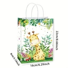 Bolsas de regalo con temática de aventura en la jungla y animales - 16/24/36 unidades, con asas, bolsas de papel para compras, adecuadas para fiestas de cumpleaños, eventos de pequeños negocios, etc.