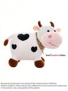 1pc Cute Cartoon Cow Plush Doll Doll, Soft Animal Cow Plush Doll, Home Decor, Birthday Gift, Christmas Gift, Cute Cow Decor Doll, Toss Doll, Birthday Holiday Gift, Party, Party Surprise, Halloween, Carnival Decor - White - View 5