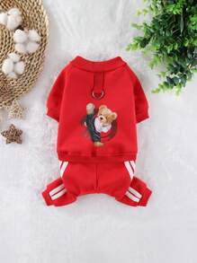 Pet Clothes Dog Clothes Pet Apparel Winter 4-Leg Tiger Head Hoodie, For Small Dogs - Red - View 9