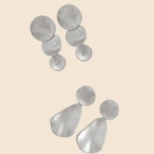 2 Pairs Of Zinc Alloy Handmade Hammered Electroplating Non-Glossy Gold Non-Glossy Silver Vintage Sense Of Metal Texture Daily Casual Workplace Party Clothing Versatile Modification Of The Face Elegant Geometric Asymmetric Fashion Ladies Earrings Set