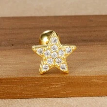 22 种款式不锈钢迷你锆石 1 件式耳钉女士、情人节耳环、18K 镀金螺旋螺旋球耳钉耳屏软骨穿孔首饰、妈妈、母亲、母亲节、礼物 - 金-白-1pc - 查看 11