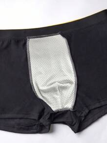 Men's Black Fashion Printed Boxer Briefs, Elastic Underwear For Daily Wear - Black - View 5