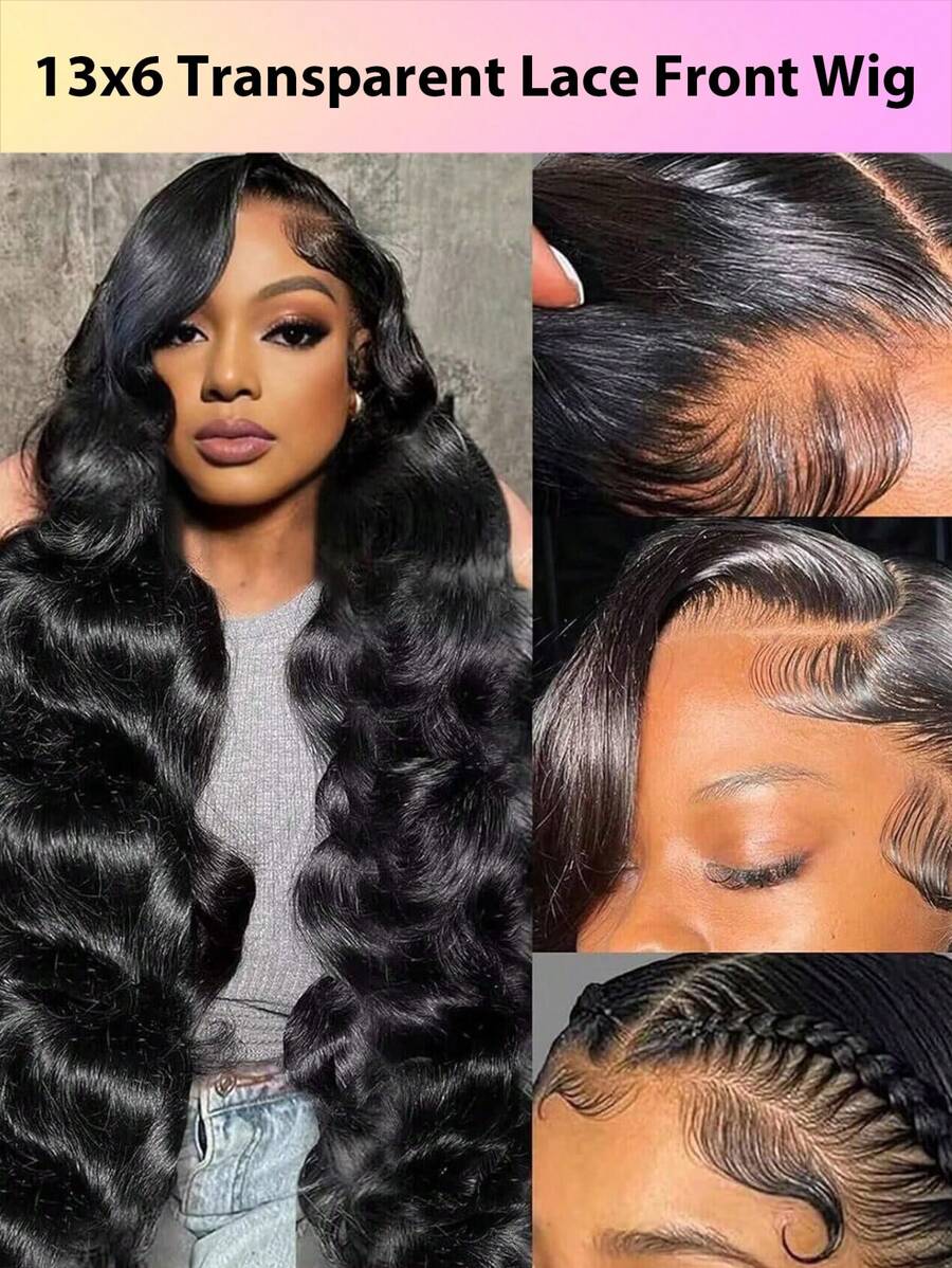 Tóc giả ren phía trước Body Wave 13x6 Tóc giả tóc người Body Wave trong suốt ren phía trước Tóc giả tóc người 180% mật độ được nhổ sẵn với tóc con Màu tự nhiên
