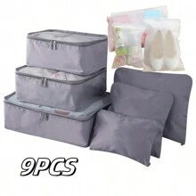 1 Set Of 9PCS Luggage Cube Packaging, Organizer Of Travel Luggage Packaging, With Laundry Bag, Compressed Storage Shoe Bag, Clothing And Underwear Bag