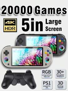 1 Set Of New Handheld Game Console 5-Inch 4k HD Screen Nostalgic Arcade Built-In 20,000 Retro Classic Games 30 Emulators GBA/PS1/SFC Portable Game Handle Supports Two-Player Battles Holiday Gift - Multicolor - View 12