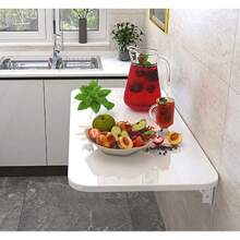 Wall Mounted Folding Table 80x40 Cm Floating Laptop Desk Work Table Op-Leaf Wall Writing Desk PC Table Computer Desk Dining Table Brackets Space Saving White - White80x40cm1 - View 9