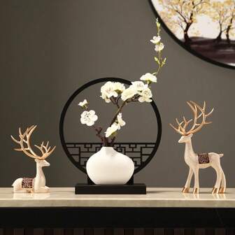 Set de 2 estatuas de ciervos de material de resina, adornos para gabinete de vino de la sala de estar, adornos para gabinete de TV, decoraciones