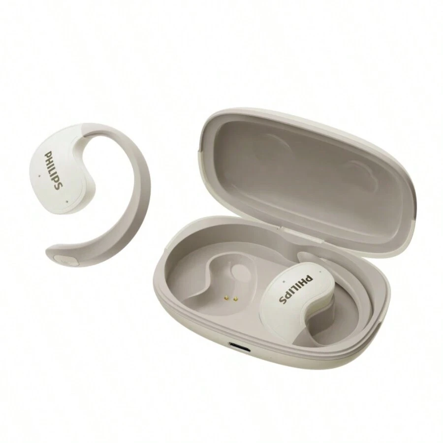 PHILIPS 無線藍牙耳機TAT2708 輕巧便攜 佩戴舒適 持久續航 IP54防水防塵 Type-C充電接口 DECC定向傳音 雙麥DNS通話降噪 米色 - 米色 - 查看 1