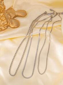 1-3pcs/Set Stainless Steel Snake Chain, Twist Chain, Knife Pendant Necklace Set - Stainless Steel Necklace - View 5