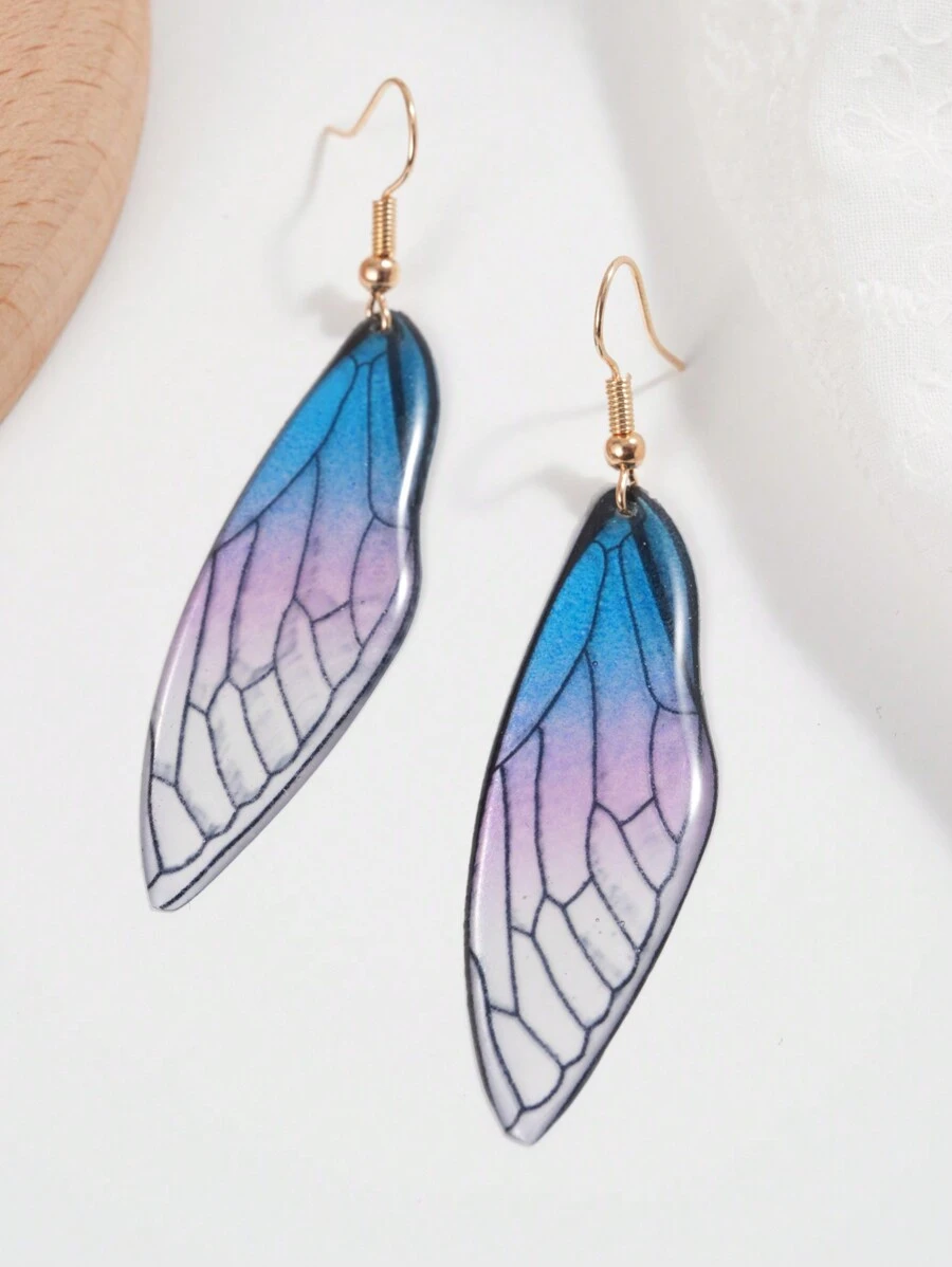 女士蝴蝶翅膀耳环，高级感个性设计蝉翼耳环复古耳环女士日常佩戴