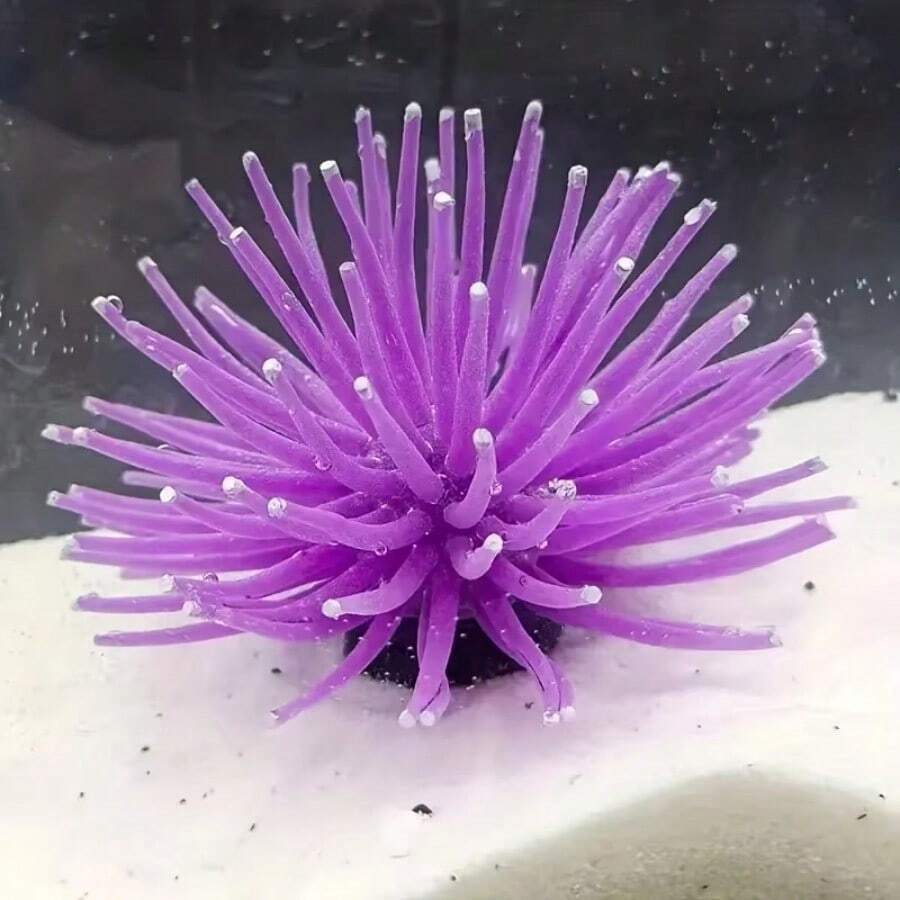 1pc Realistic Artificial Sea Urchin For Stunning Aquarium Landscapes And Decorations - Purple - View 1
