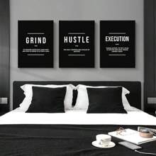 Juego de 3 Carteles con citas inspiradoras en blanco y negro sin marco, decoración mural elevadora, arte de pared de lienzo resistente al agua, pintura mural como regalo, póster motivacional para dormitorio, sala de estar, oficina, comedor, gimnasio, hogar y decoración de dormitorio