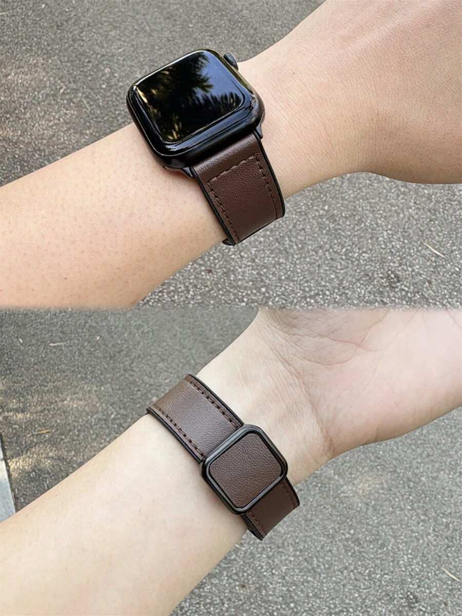 1 件复古方形扣皮革磁性表带，适用于 38/40/41/42/44/45/46/49mm Ultra/Ultra2/SE/SE2/11/10/9/8/7/6/5/4/3/2/1