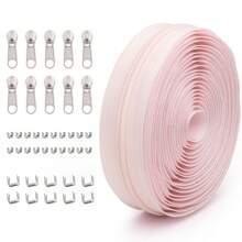 1 Set = 4.5M Zipper + 10 Zipper Pulls + 20 Top Stops + 10 Bottom Stops, #5 Nylon Zippers, 85 Color Options, Suitable For Garments, Bags, Home Textiles, Bedding