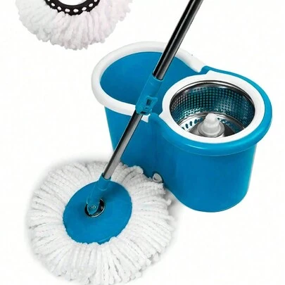 Trapeador Giratorio 360 con exprimidor y cubeta Trapeador Magico Giratorio practico para la limpieza del hogar lindo diseño microfibra absorbente