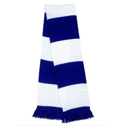 Result Mens Heavy Knit Thermal Winter Scarf (White/Royal) - 100% Acrylic