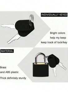 2pcs Mini Colorful Locks With Keys, Suitable For Luggage And Travel Cases, Mini Key Padlocks, Zinc Alloy Metal Locks, Colorful Shell, 2 Keys, Compact And Portable, Also Suitable For Cabinets, Gym, School And Pairing Games - Durable, No Battery Required, Padlocks - Multicolor - View 5