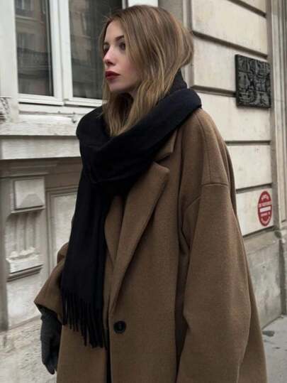 1 Peça Lenço de Cashmere Falso de Cor Sólida Simples para Mulheres, Adequado para Transição Sazonal, Uso Diário, À Prova de Vento e Quente