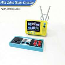 Retro Gaming Console GV300S Mini TV Style With Handle And AV Output - 3.0 Inch Screen, Christmas Gift - 黃色 - 查看 9